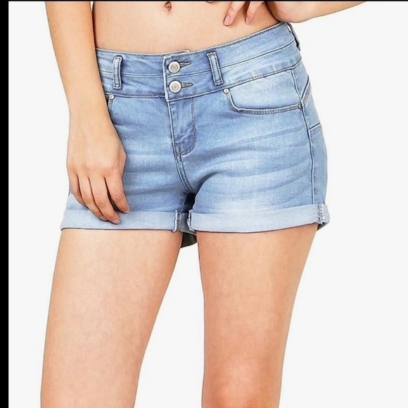 Wax Women’s Juniors Classic Mid Rise Stretchy Push Up Casual Booty Shorts Small - Picture 1 of 9